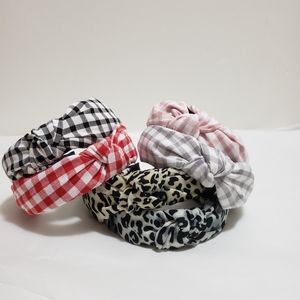 NEW 6 Piece Plaid Leopard knotted headband
